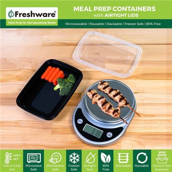 Meal Prep Containers 50 Pack Food Storage Bento Box BPA Free Microwave Safe - Picture 3 of 7